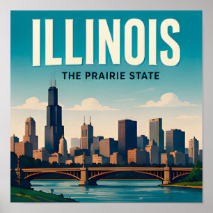 Póster Viajes por Illinois Chicago Springfield Medio Oest