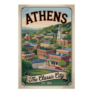 Póster Viajes Retro a Athens Georgia