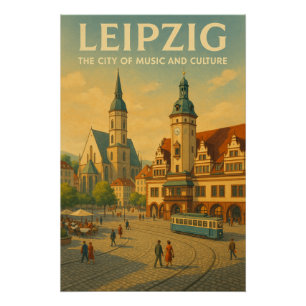 Póster Viajes retro a Leipzig, Alemania