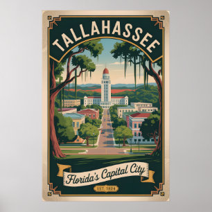 Póster Viajes Retro a Tallahassee Florida Vintage