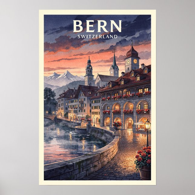 Póster Viajes Retro Bern Suiza (Frente)