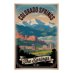 Póster Viajes Retro Colorado Springs Colorado