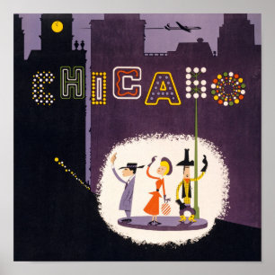 Póster Viajes Retro de Chicago Illinois