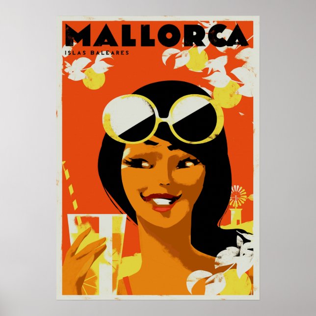 Póster Viajes Retro - Mallorca Baleares España (Frente)