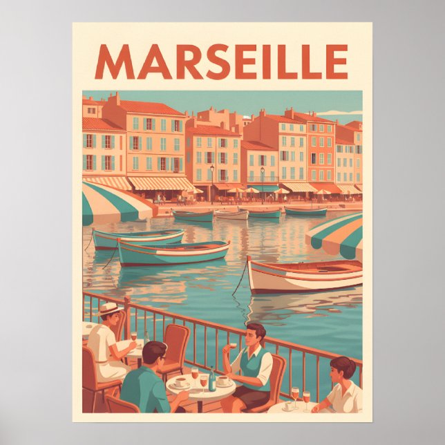 Póster Viajes Retro Marsella : Riviera Francesa (Frente)