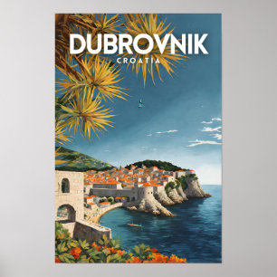 Póster Viajes retro nostálgicos de Dubrovnik Croacia