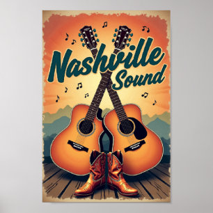 Póster Viajes Retro : Sonido Nashville