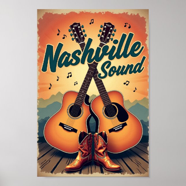 Póster Viajes Retro : Sonido Nashville (Frente)