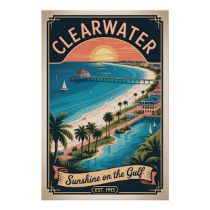 Póster Viajes Retro Vintage Clearwater Florida