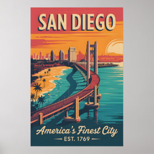 Póster Viajes Retro Vintage San Diego California