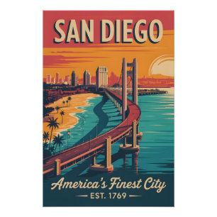 Póster Viajes Retro Vintage San Diego California