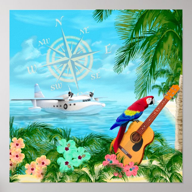 Póster Viajes tropicales (Frente)