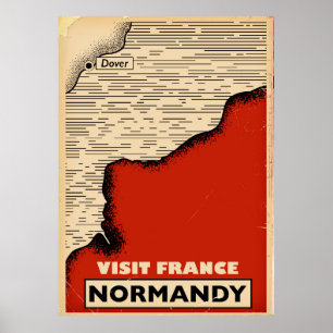 Póster Viajes vintage a Normandía, Francia