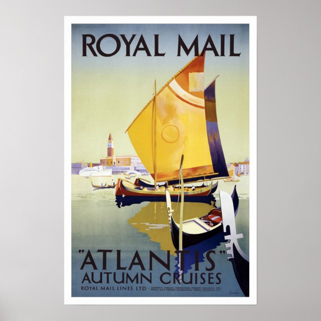 Póster Viajes vintage, cruceros Royal Mail (Frente)