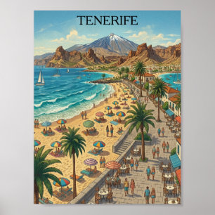 Póster Viajes Vintage Tenerife Islas Canarias España 