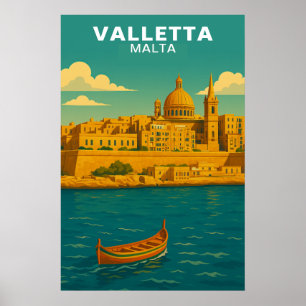 Póster Viajes Vintage Valletta Malta Mediterráneo