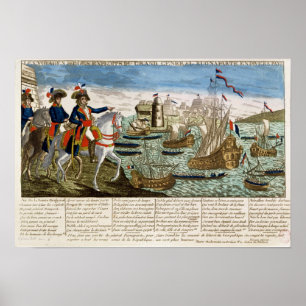 Póster Viajes y hazañas de general Bonaparte 1798
