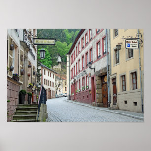 Póster Vianden, escena callejera de Luxemburgo