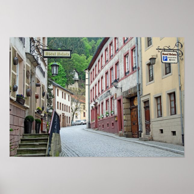 Póster Vianden, escena callejera de Luxemburgo (Frente)
