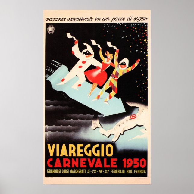 Póster VIAREGGIO CARNEVALE 1950 Festival Viaje al Viejo I (Frente)