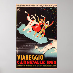 Póster Viareggio Carnevale 1950 Italia Publicidad de cose