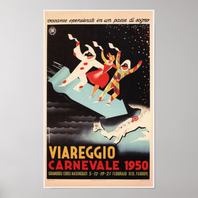 Póster Viareggio Carnevale - Publicidad italiana vintage (Frente)
