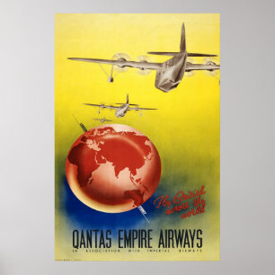 Póster Vías aéreas del imperio de Qantas