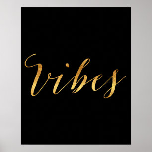 Póster Vibes Cita Relieve metalizado De Faux De Oro Vibe