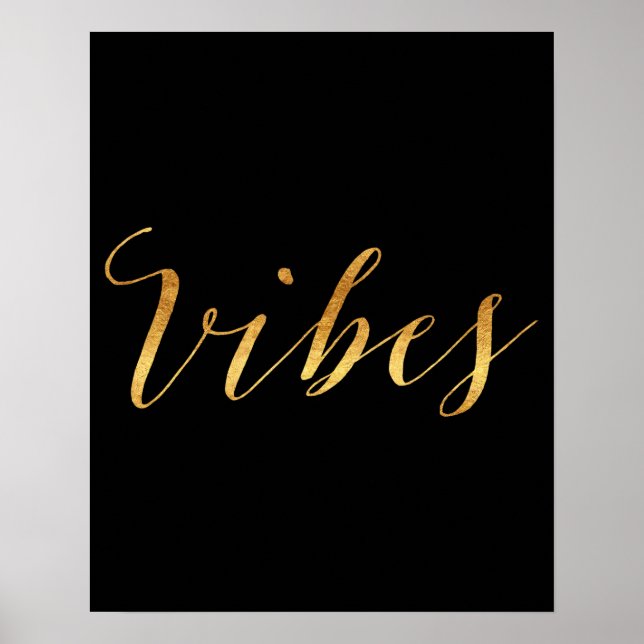 Póster Vibes Cita Relieve metalizado De Faux De Oro Vibe  (Frente)