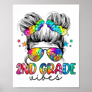 Póster Vibes de 2º Grado Messy Bun Chica Segundo Grado Ck