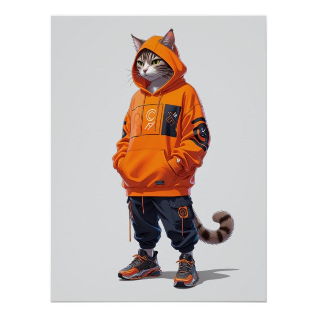 Póster Vibes de gatos urbanos - Futurista diseño de ropa  (Anverso)