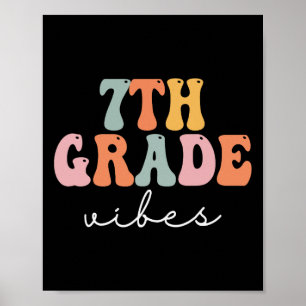Póster Vibes de grado retro Groovy mujeres felices primer