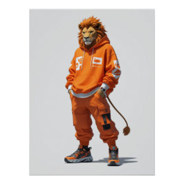 Póster Vibes de león urbano - Diseño de calzado futurista