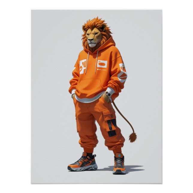 Póster Vibes de león urbano - Diseño de calzado futurista (Anverso)