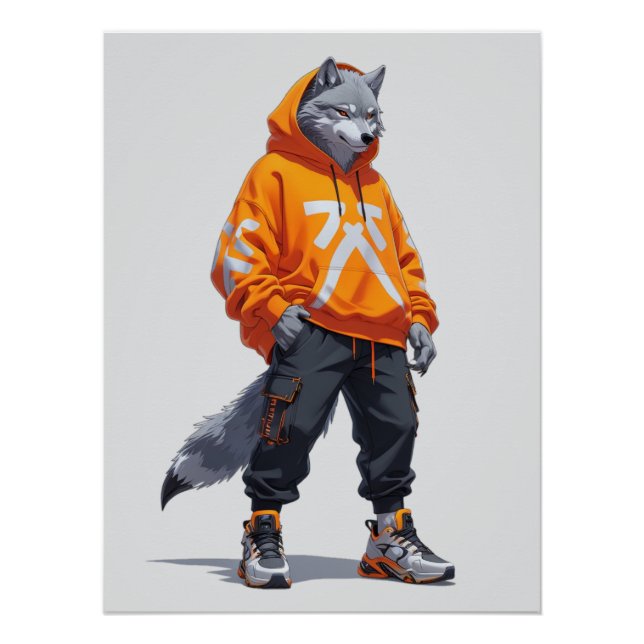 Póster Vibes de lobo urbano - Diseño de calzado futurista (Anverso)