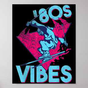 Póster Vibes de los años 80, traje de esquí retro vintage