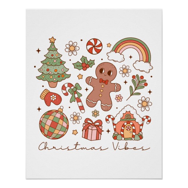 Póster Vibes de Navidades de regalo de Navidad (Anverso)