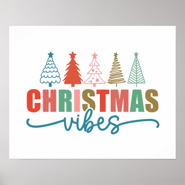 Póster Vibes de navidades - Diseño de árboles de vacacion (Frente)