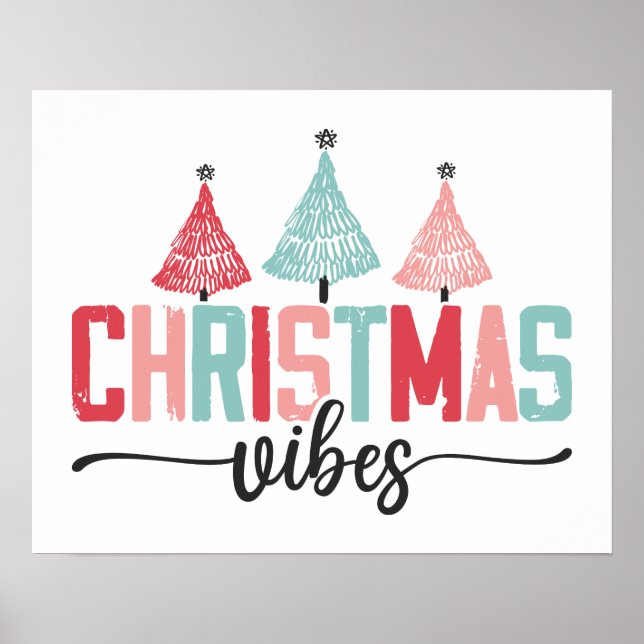 Póster Vibes de navidades - Diseño de árboles festivos (Frente)