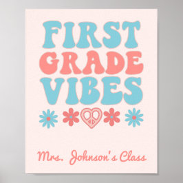 Póster Vibes de primer grado - aula retro