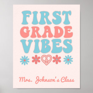 Póster Vibes de primer grado - aula retro