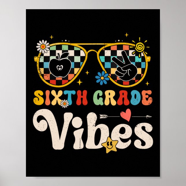 Póster Vibes de sexto grado - Equipo de 6º grado Retro 1º (Frente)