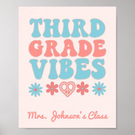 Póster Vibes de tercer grado - aula retro