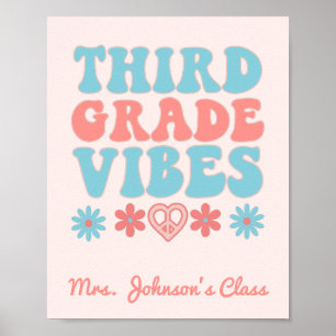 Póster Vibes de tercer grado - aula retro