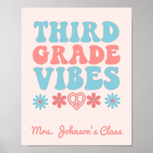 Póster Vibes de tercer grado - aula retro (Frente)