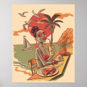 Póster Vibes de verano de estilo cómico