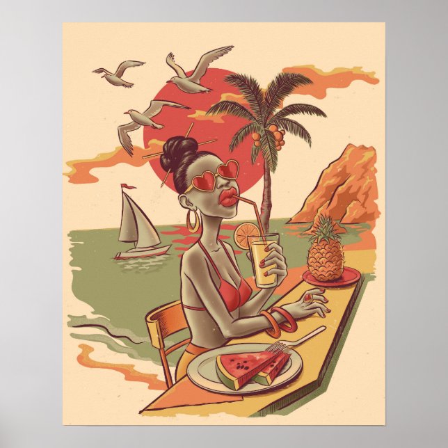 Póster Vibes de verano de estilo cómico (Frente)