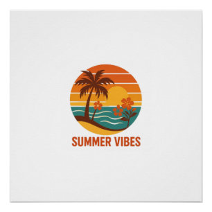 Póster Vibes de verano - Diseño brillante, tropical y div