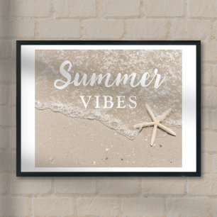 Póster Vibes de verano mar océano playa y poster estrella