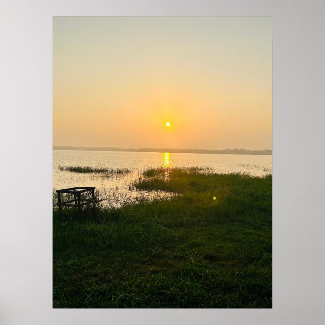 Póster Vibes de verano | Monograma de Ombre Beach Sun & S (Frente)